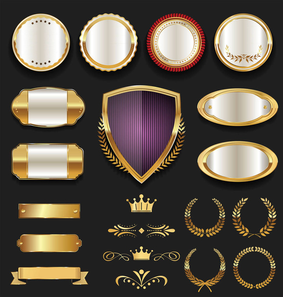 Luxury gold and silver labels retro vintage collection - Vector, afbeelding