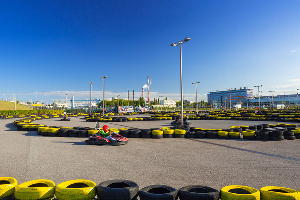 Go kart track at the Energa stadium in Gdansk, Poland - 写真・画像