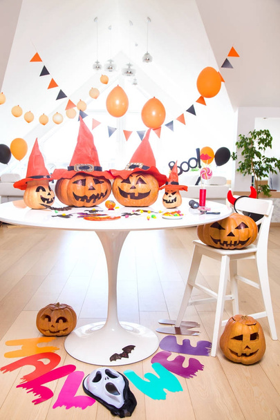 Scary Halloween pumpkins - Фото, зображення