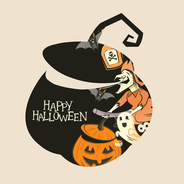 Halloween calabaza silueta espeluznante decoraciones
 - Vector, imagen