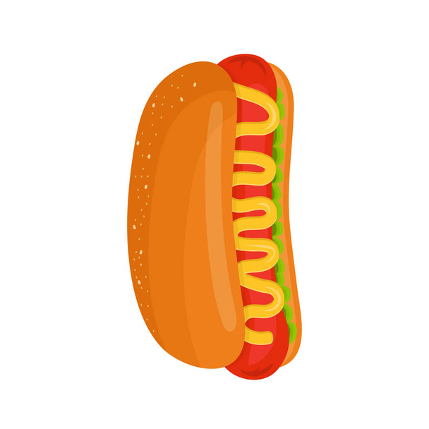 Hot dog απομονωθεί καρτούν επίπεδη διάνυσμα  - Διάνυσμα, εικόνα