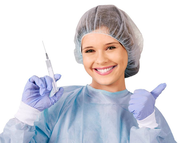 woman doctor with injection needle - Zdjęcie, obraz