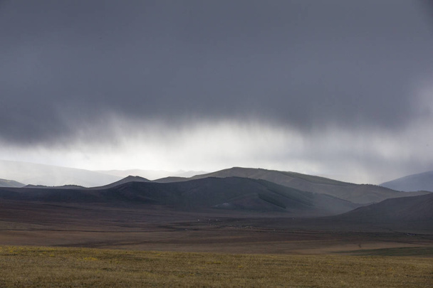 rain over Mongolian Landscape - Photo, Image