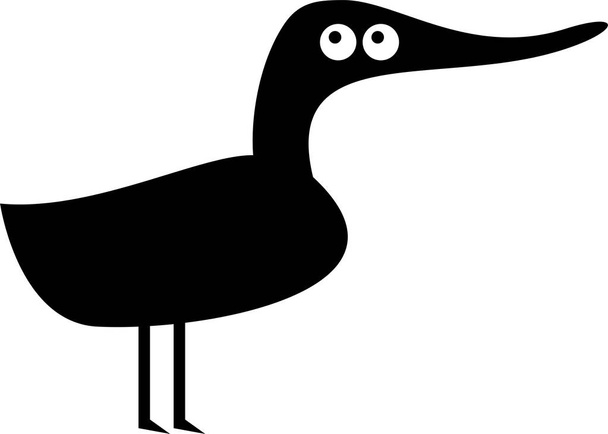 Funny cartoon duck silhouette - Vector, imagen
