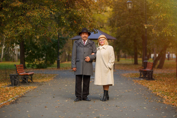 Vanhempi pari puistossa syksyllä päivä
 - Valokuva, kuva