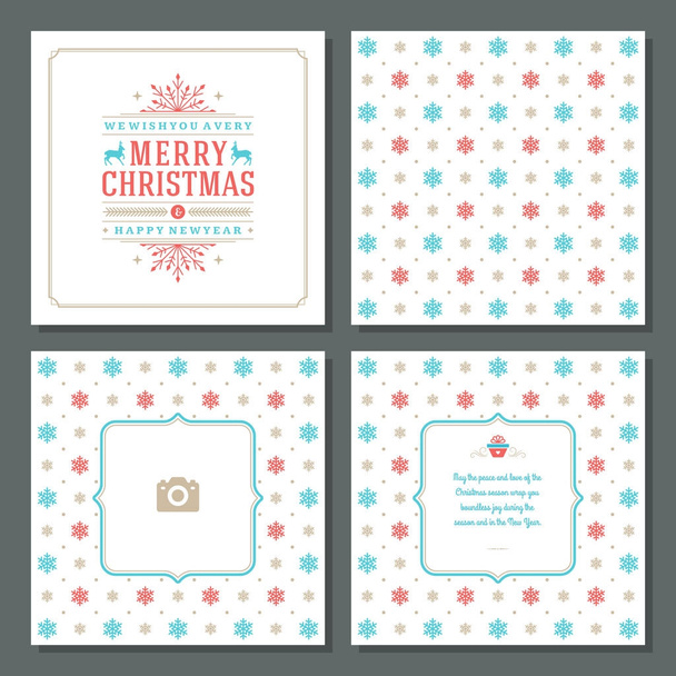 Christmas greeting card vector design and pattern background - Вектор, зображення