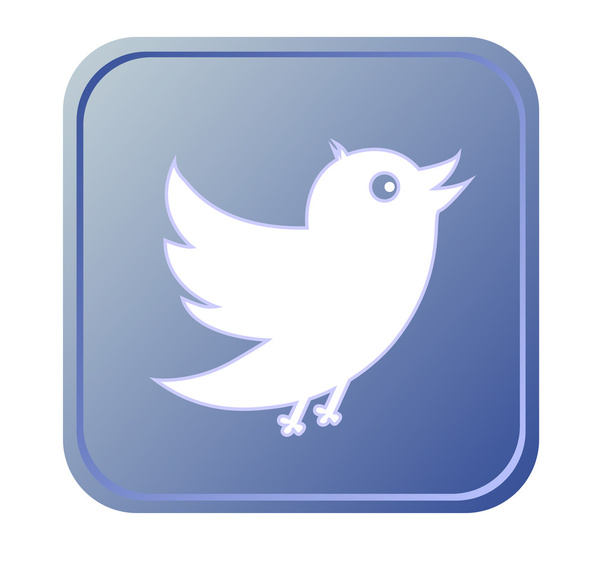 Blue button with bird icon - Vector, Image