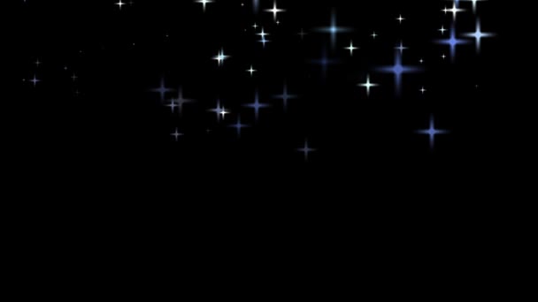 Alá tartozó fehér és kék csillagok a fekete képernyő háttér Hd 1080 hurok tetején  - Felvétel, videó