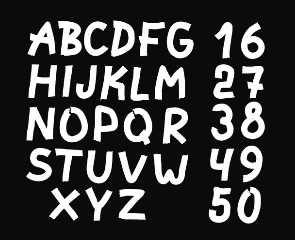and drawn letters and numbers font. bold  - Vektor, obrázek
