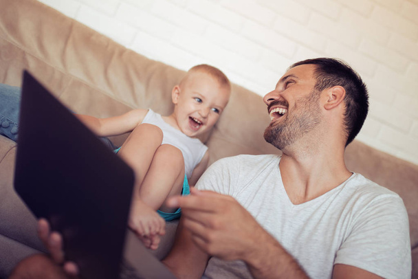Father and son laughing - Photo, Image