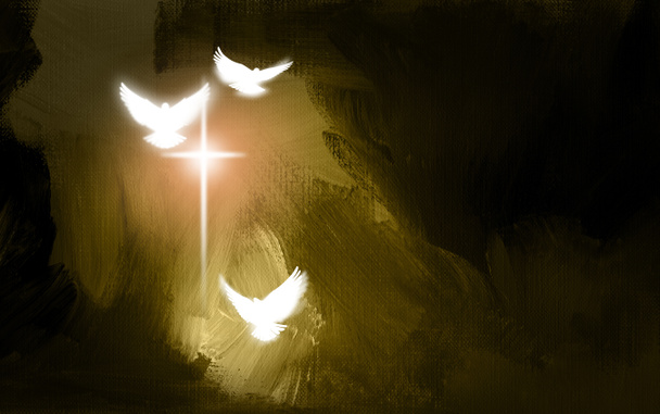 Spiritual Doves and Salvation Cross  - Photo, Image