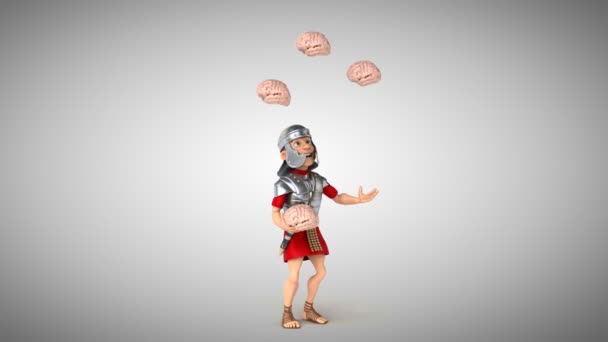 Römischer Soldat jongliert mit Gehirnen - Filmmaterial, Video