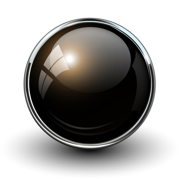 Black shiny button - Vector, imagen