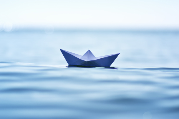 Paper boat on sea wave - Photo, Image