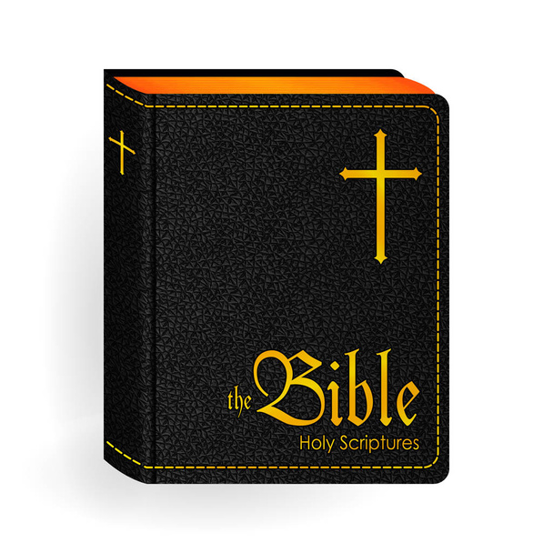 Heilige Bibel. Vektor Vintage Leder schwarzes Buch - Vektor, Bild