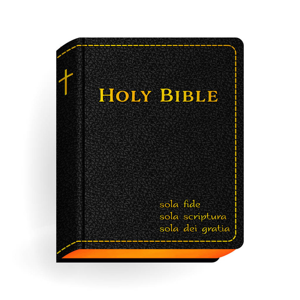 Αγία Γραφή. Διάνυσμα εκλεκτής ποιότητας δέρμα μαύρο βιβλίο - Διάνυσμα, εικόνα