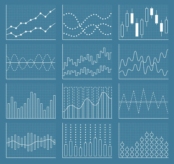 Business chart collection. Set of graphs. Data visualization. - Vektor, obrázek