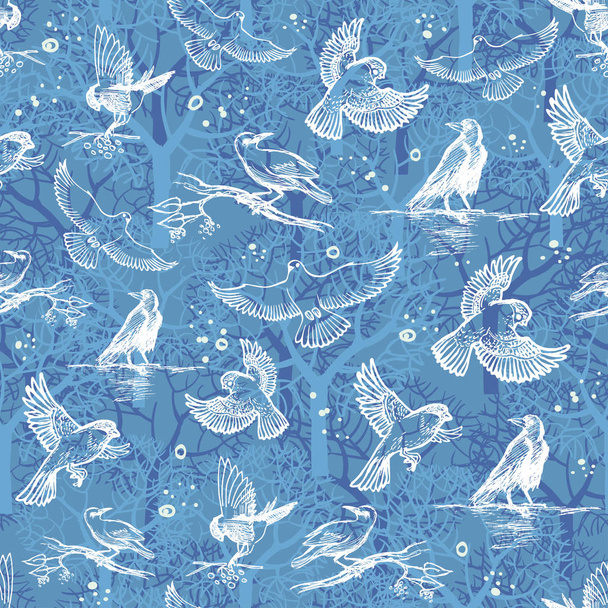 Birds seamless pattern - Vettoriali, immagini