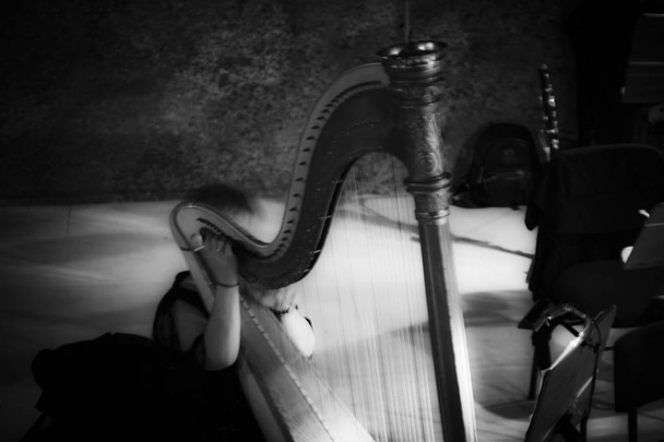 A harpa à espera de ser tocada
 - Foto, Imagem