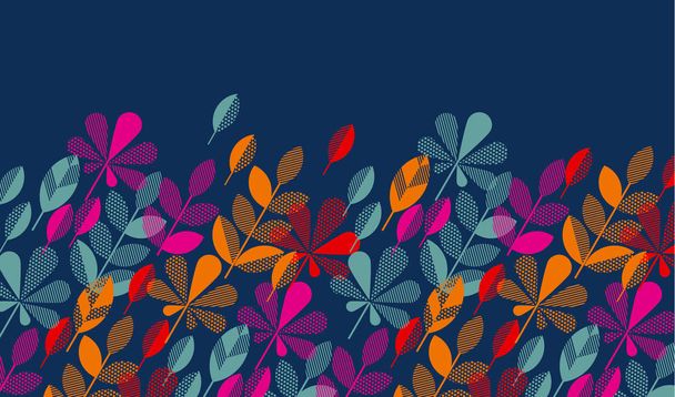 sonbahar yaprak parlak canlı renkler geometri modern motifi düşüyor. vektör çizim yüzey tasarımı için. mavi arka plan üzerinde renkli üstbilgi şablonu ile yaprakları - Vektör, Görsel