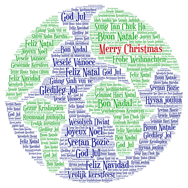 Words cloud Merry Christmas in all languages of the world. - Vector, Image