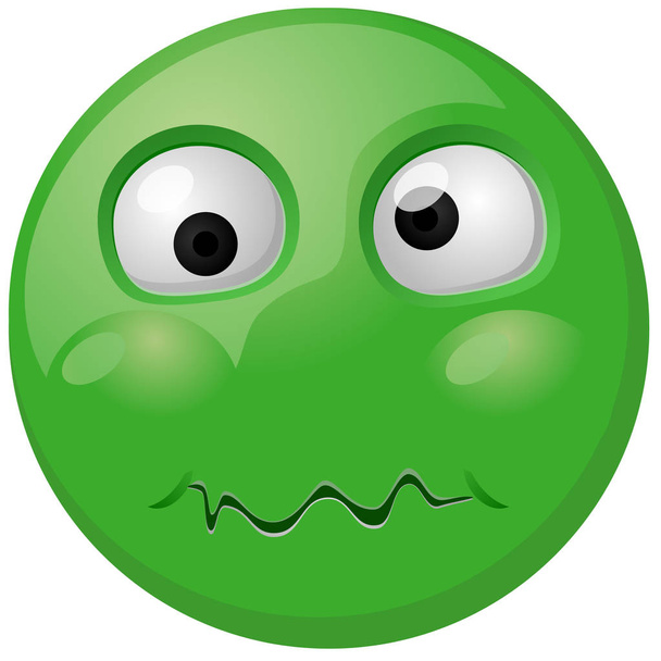 Disgusted green emoji vector icon - Vektor, obrázek