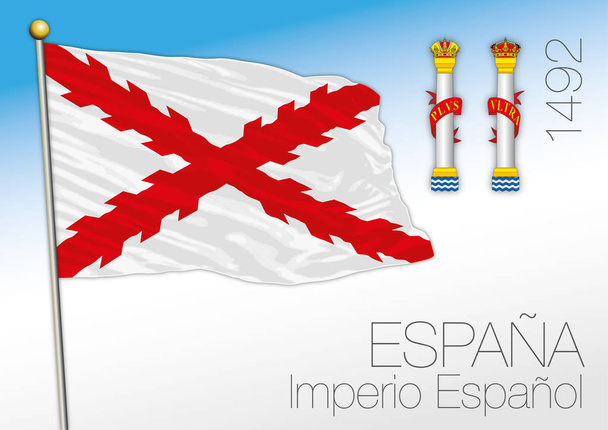 Исторический флаг Испанской империи, 1492, Испания
 - Вектор,изображение