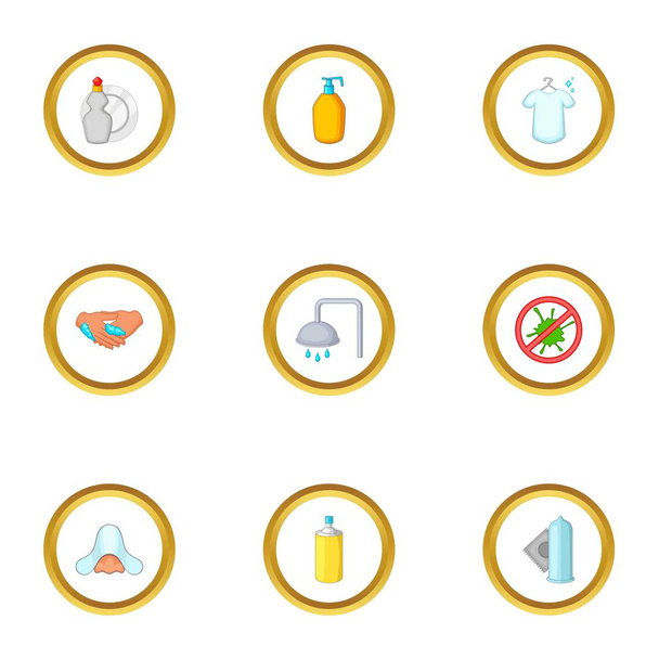 Clean up things icons set, cartoon style - ベクター画像