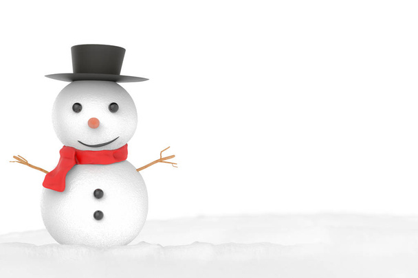 улыбающийся снеговик на снегу
 - Фото, изображение