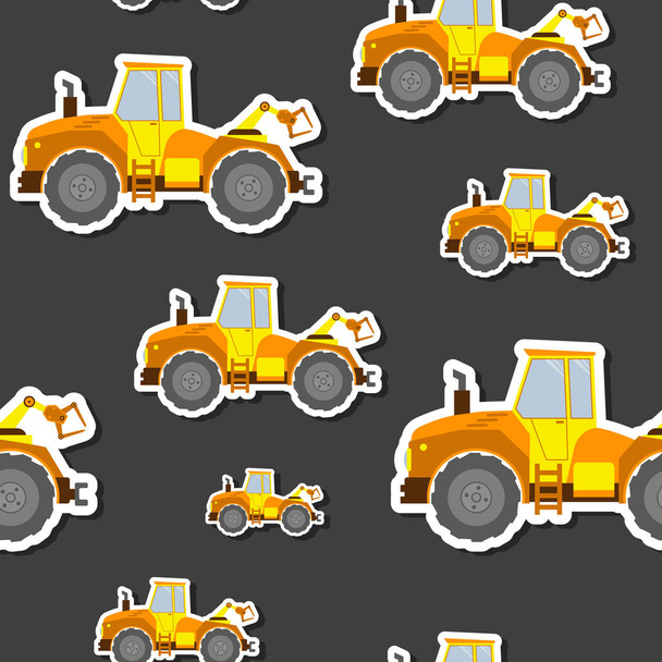 Seamless pattern with farm tractor  - Vector, Image