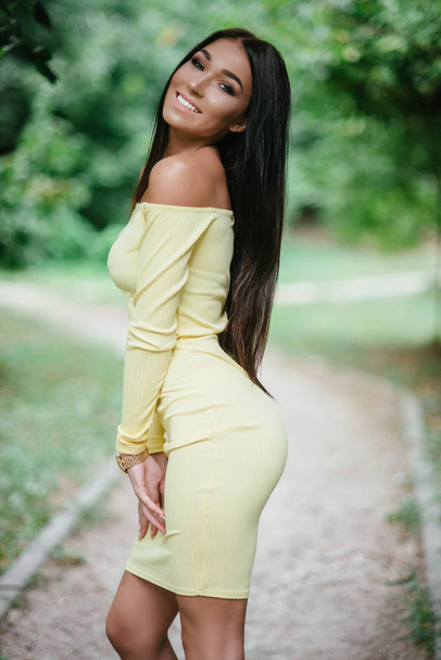 woman posing in yellow dress  - Photo, Image
