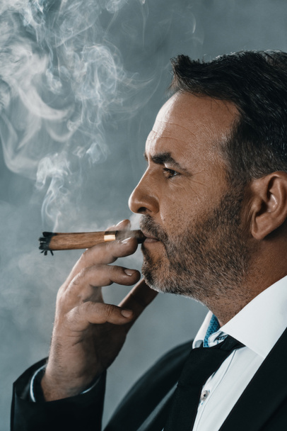 biznesmen palenia cygar - Zdjęcie, obraz