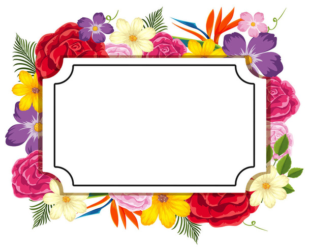 Border template with colorful flowers - Vettoriali, immagini