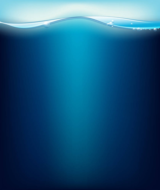 Синий океан с волнами и пузырьками
 - Вектор,изображение