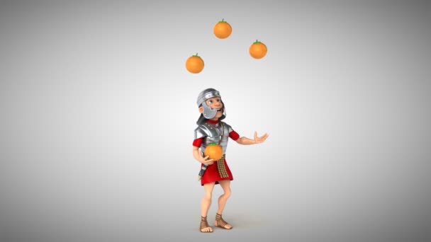 Римського солдата жонглювання з апельсинами - Кадри, відео