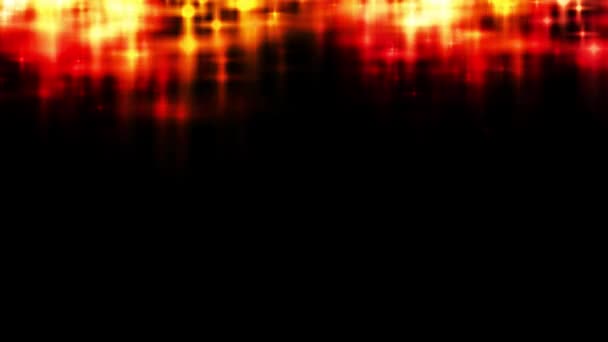抽象的な赤と黄色星がきらきら輝くオーバーレイ Hd 1080 ループの黒の背景の上の部分で  - 映像、動画