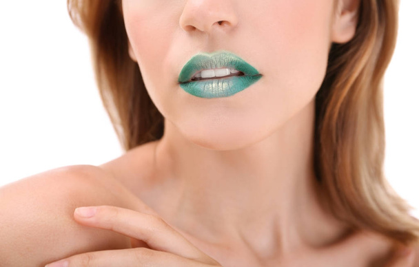 Young woman with bright green makeup  - Photo, image