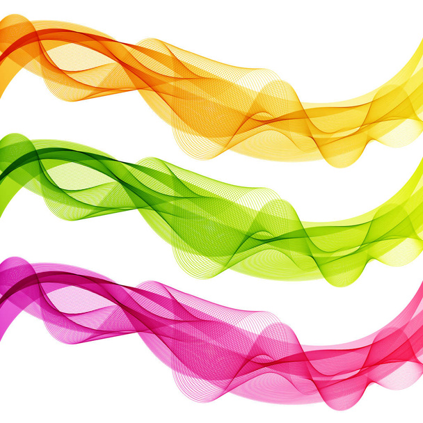 Conjunto de líneas de onda amarillas, verdes y rosadas aisladas abstractas para Whit
 - Vector, Imagen