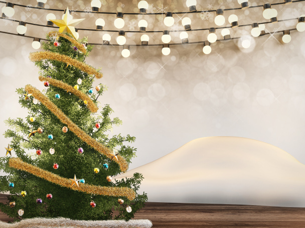 Weihnachtsbaum mit Weihnachtsschmuck dekorieren - Foto, Bild