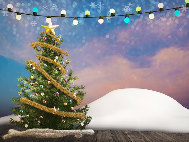 árbol de Navidad decorar con adornos de Navidad
 - Foto, Imagen