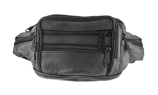 black waist bag isolated on white background close-up - Photo, Image