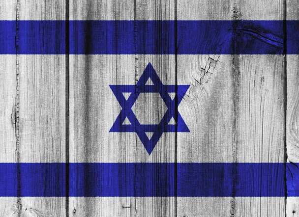 Флаг Израиля раскрашен на деревянной стене для фона
 - Фото, изображение