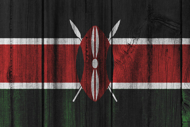 Kenya flag festett fa falra háttér - Fotó, kép