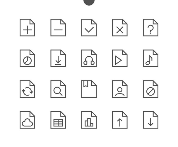 UI Pixel dunne lijn iconen   - Vector, afbeelding