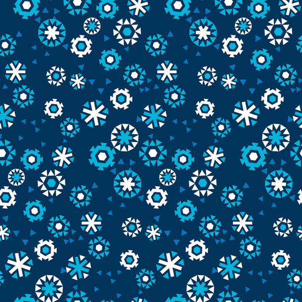 illustration vectorielle de motif sans couture de flocon de neige bleu profond de style géométrique
. - Vecteur, image