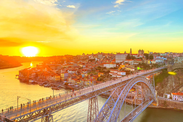 Zachód słońca panoramę Porto - Zdjęcie, obraz