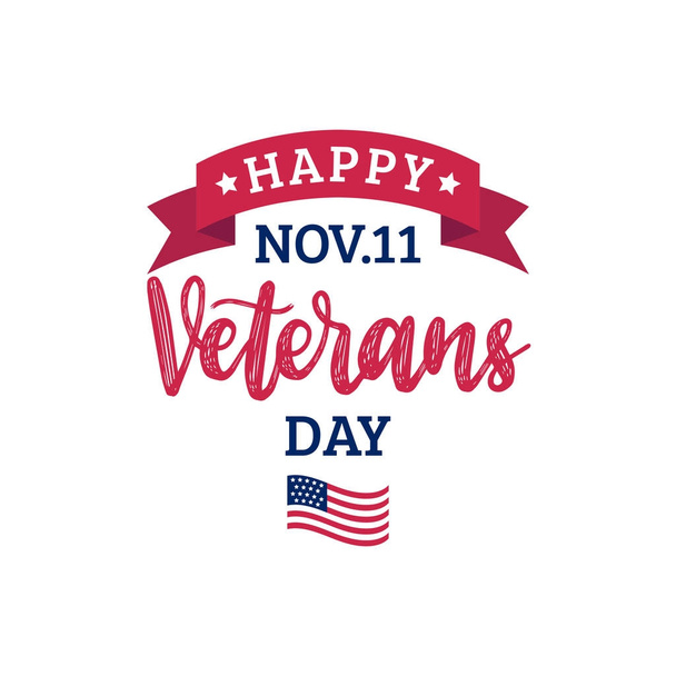 Happy Veterans Day belettering - Vector, afbeelding