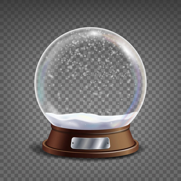 3D-s klasszikus Snow Globe Vector.Glass gömb Glares és Gighlights. Elszigetelt ábra átlátszó háttér - Vektor, kép