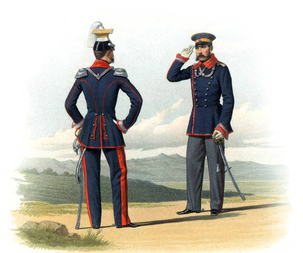 Une vieille image des officiers et des soldats de l'Empire russe
. - Photo, image