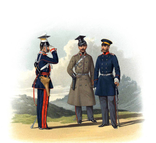 役員およびロシア帝国の兵士の古い写真. - 写真・画像